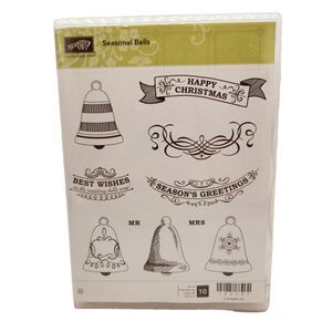 Stampin Up Seasonal Bells Cling Stamp Set Unmounted Christmas Holiday Bells